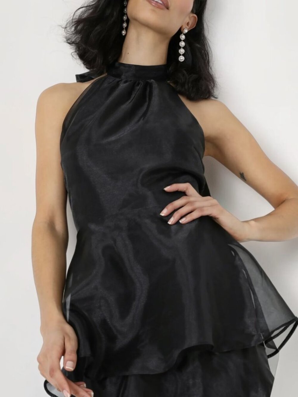 NWT Lulus Perfect Beauty Black Organza Backless Tiered Maxi Dress (size S) - Picture 5 of 11